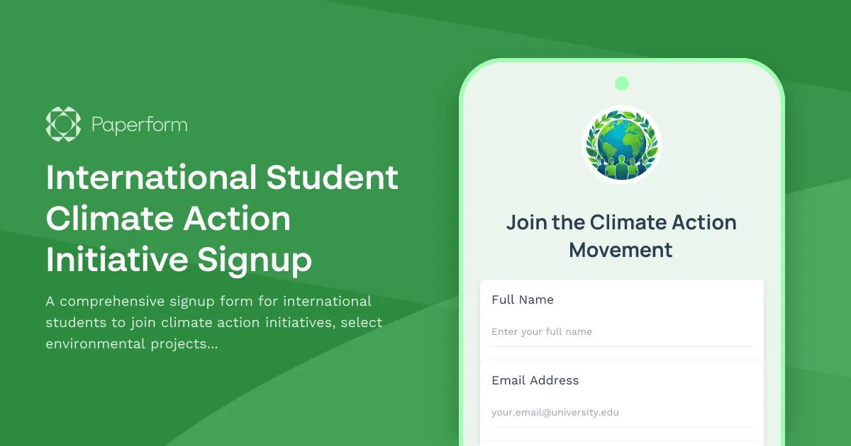 International Student Climate Action Initiative Signup