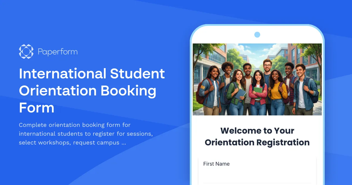 International Student Orientation Booking Form