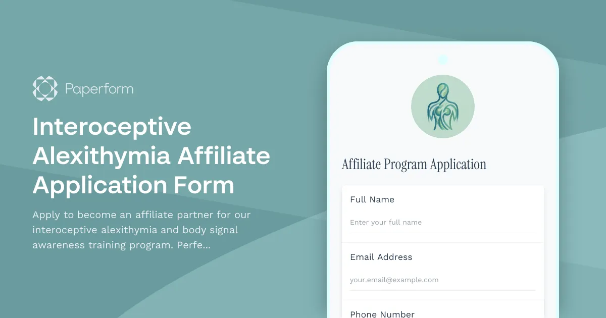 Interoceptive Alexithymia Affiliate Application Form