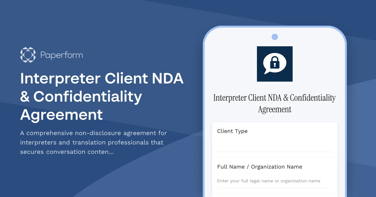 Interpreter Client NDA & Confidentiality Agreement