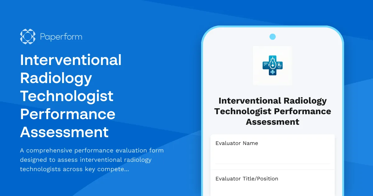 Interventional Radiology Technologist Performance Assessment