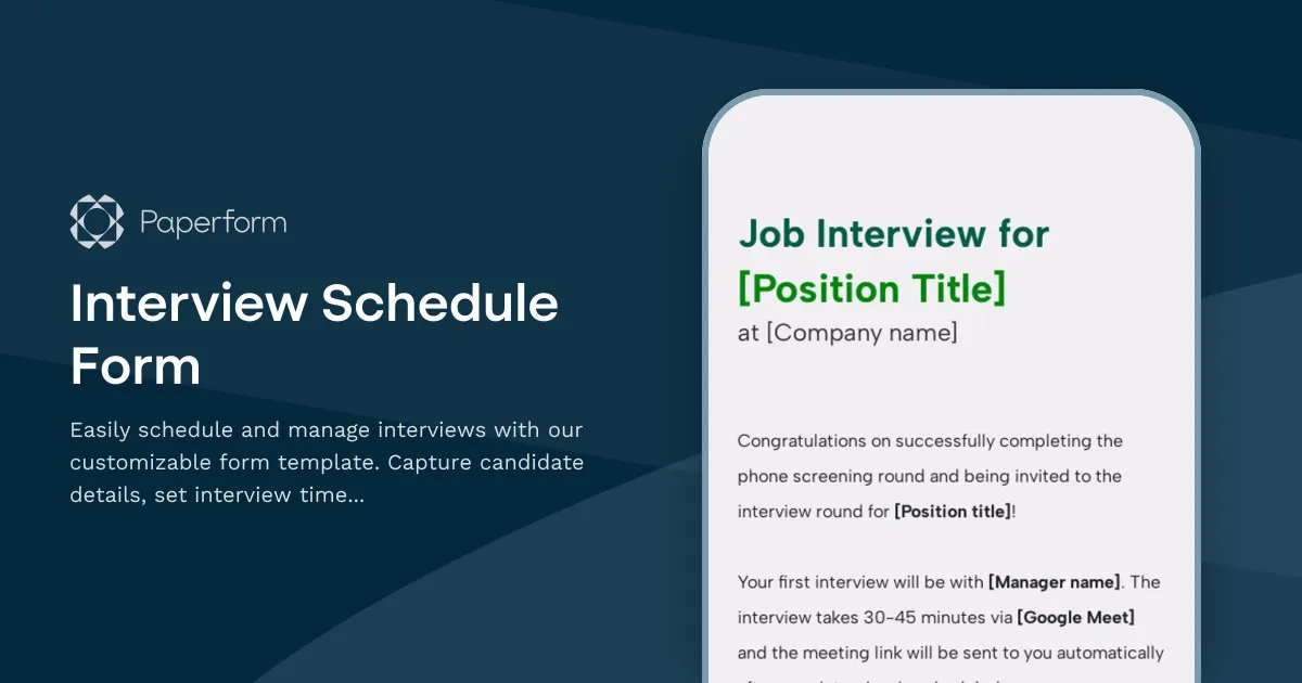 Interview Schedule Form