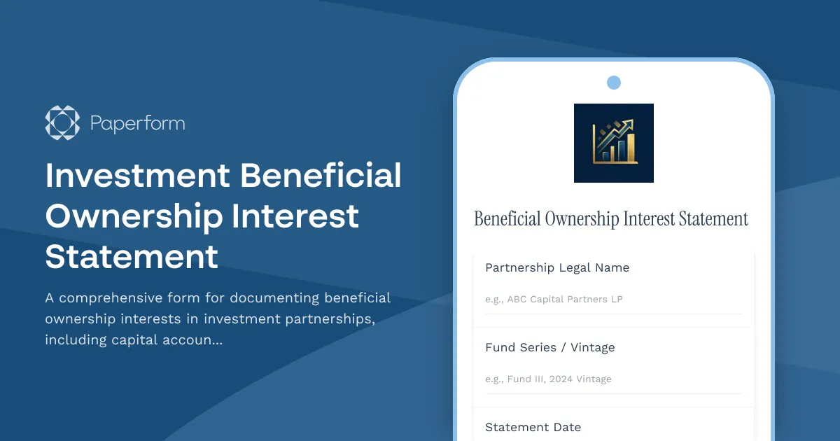 Investment Beneficial Ownership Interest Statement