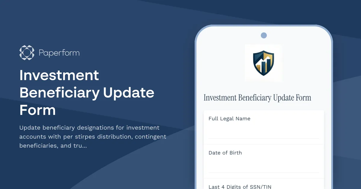Investment Beneficiary Update Form