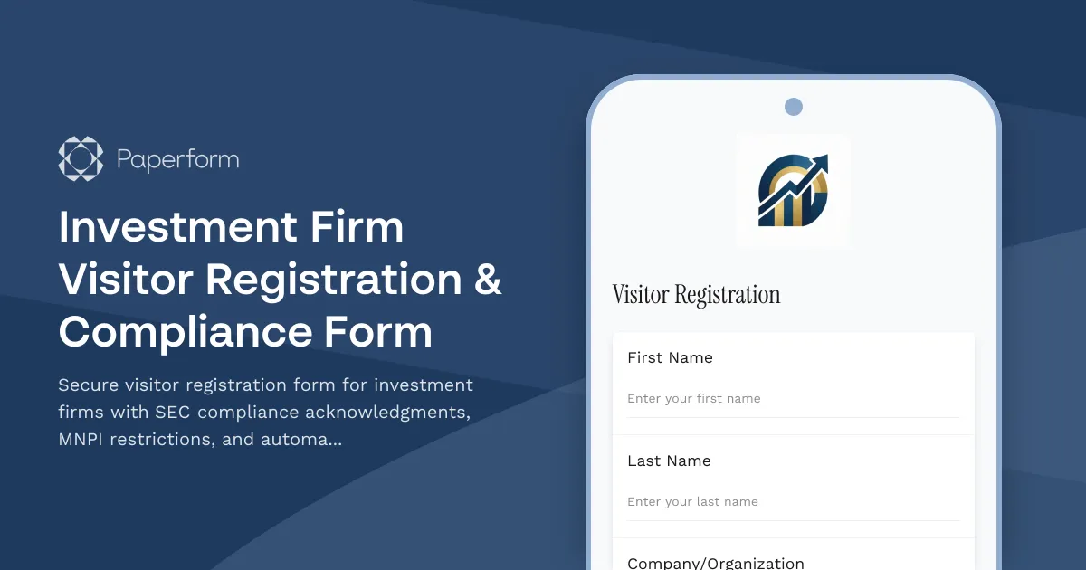 Investment Firm Visitor Registration & Compliance Form