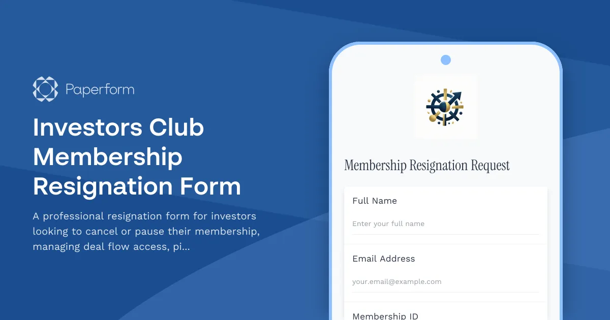 Investors Club Membership Resignation Form