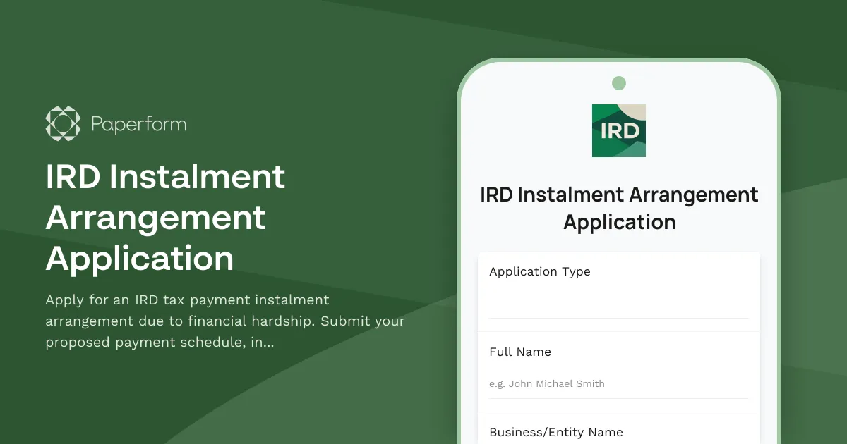 IRD Instalment Arrangement Application
