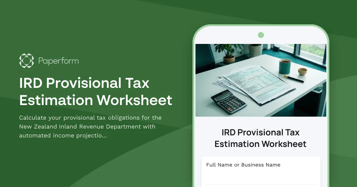 IRD Provisional Tax Estimation Worksheet