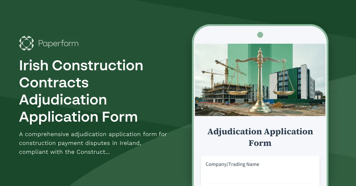 Irish Construction Contracts Adjudication Application Form