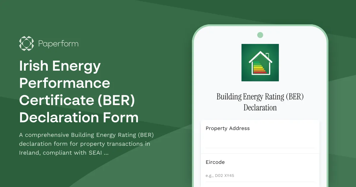 Irish Energy Performance Certificate (BER) Declaration Form
