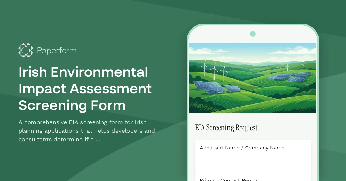 Irish Environmental Impact Assessment Screening Form