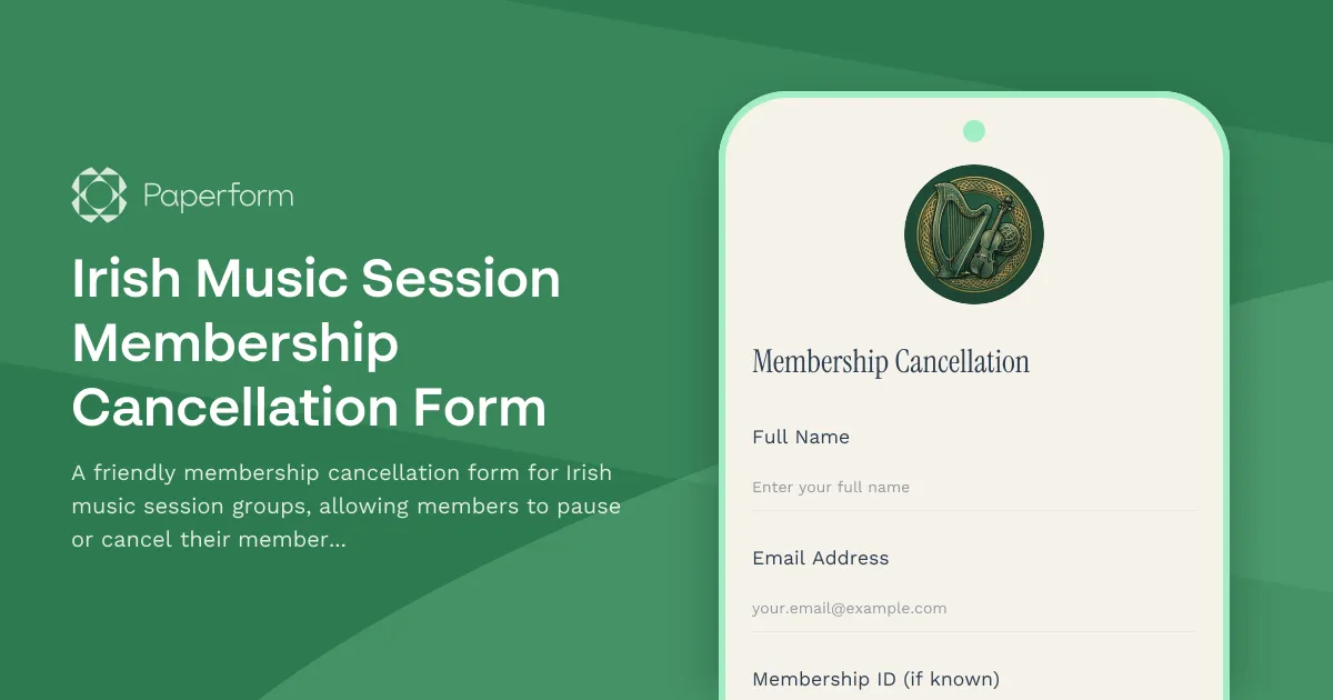 Irish Music Session Membership Cancellation Form