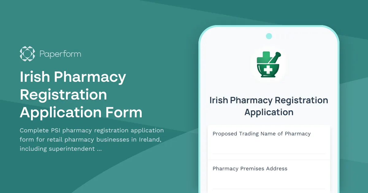 Irish Pharmacy Registration Application Form