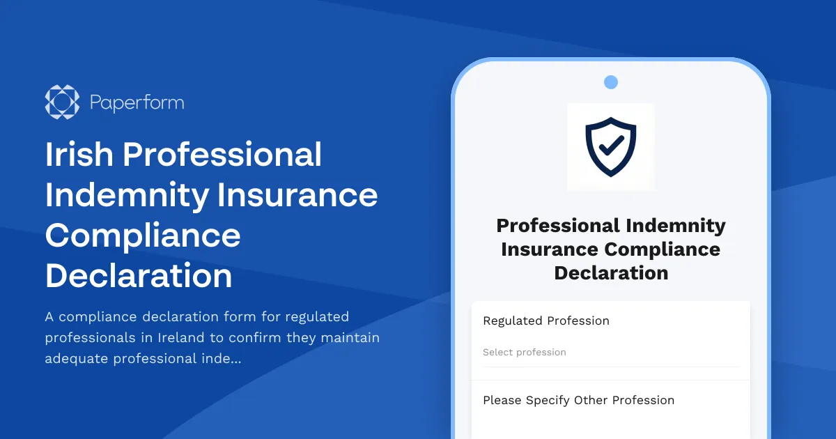 Irish Professional Indemnity Insurance Compliance Declaration
