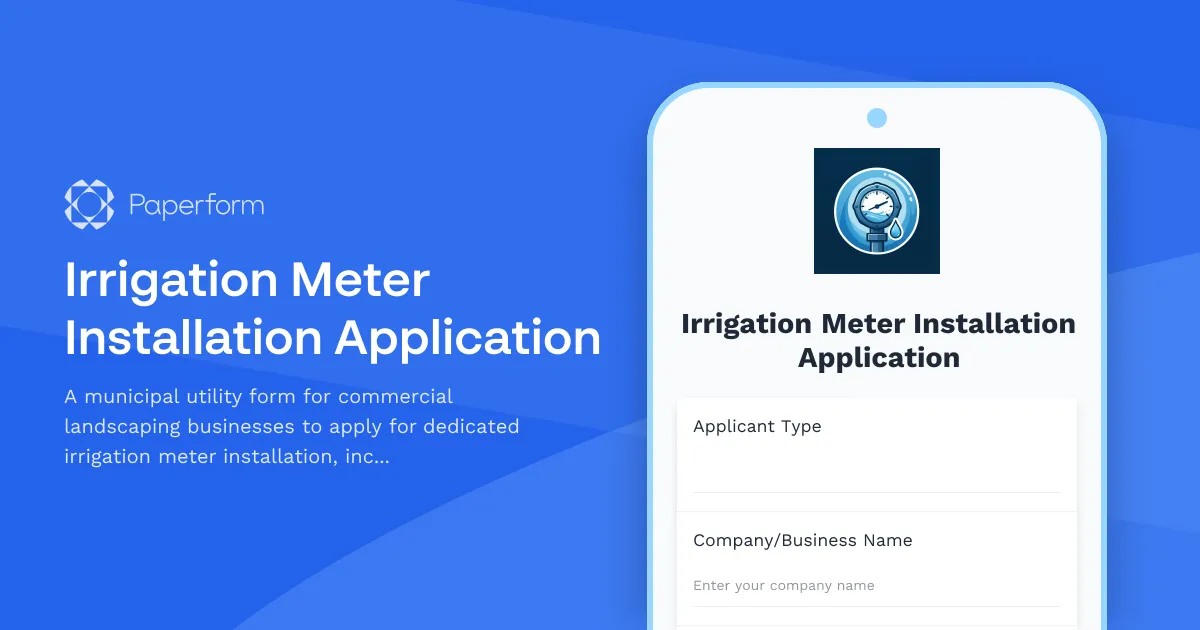 Irrigation Meter Installation Application