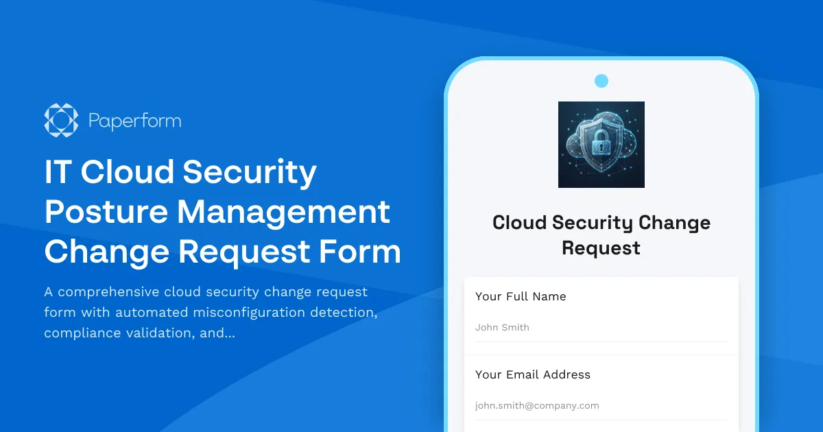 IT Cloud Security Posture Management Change Request Form