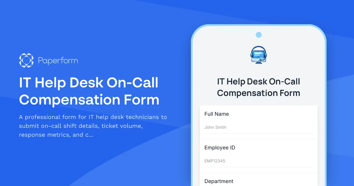 IT Help Desk On-Call Compensation Form