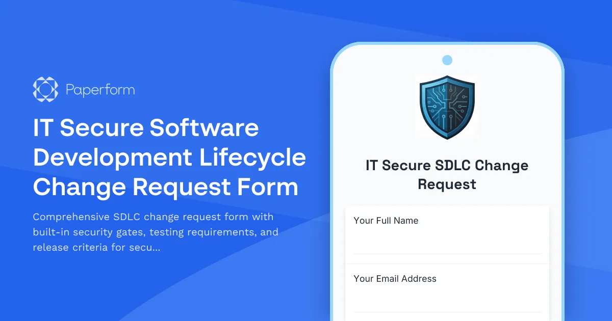 IT Secure Software Development Lifecycle Change Request Form