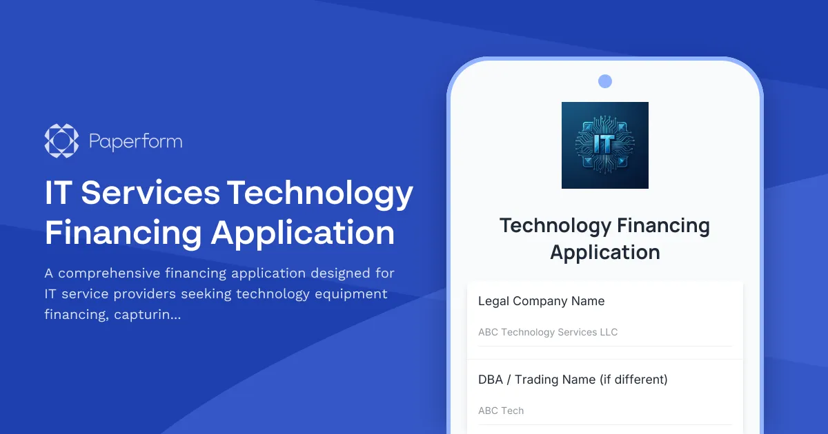 IT Services Technology Financing Application