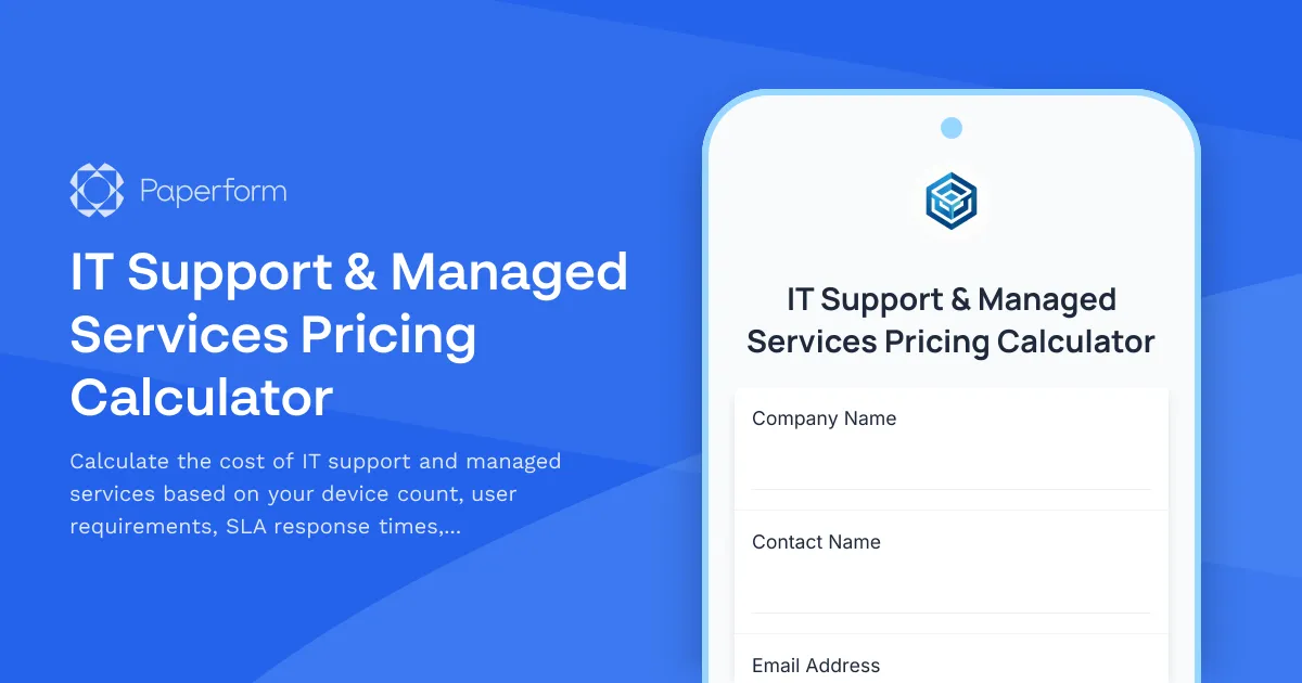 IT Support & Managed Services Pricing Calculator