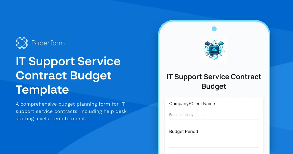 IT Support Service Contract Budget Template
