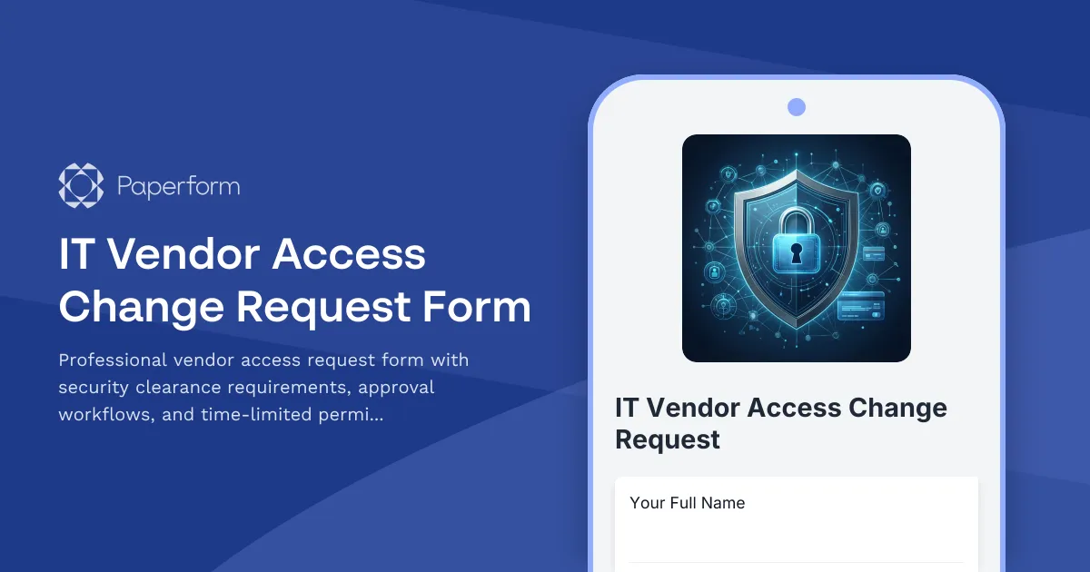 IT Vendor Access Change Request Form