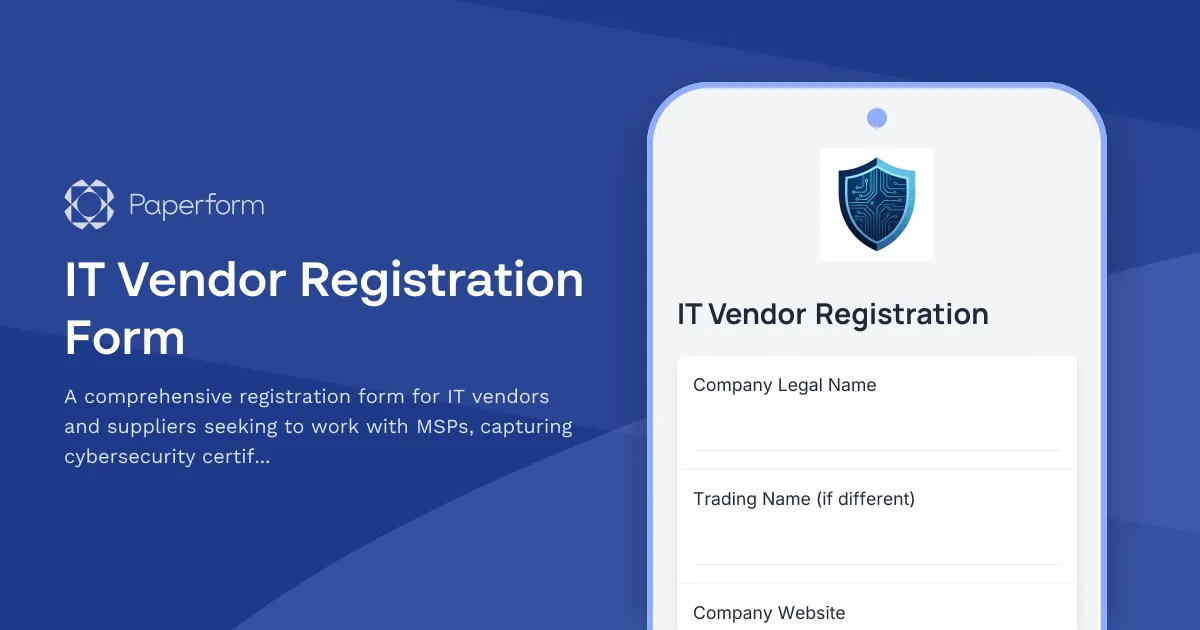 IT Vendor Registration Form
