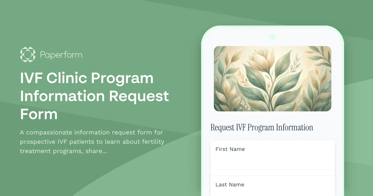 IVF Clinic Program Information Request Form