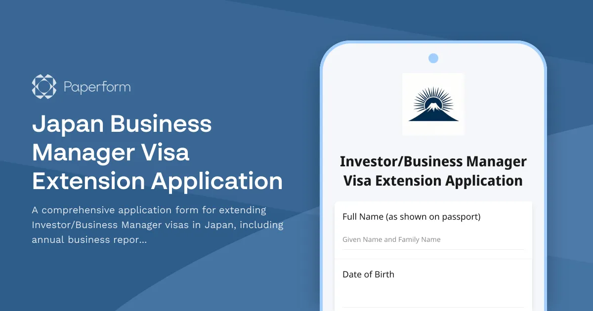 Japan Business Manager Visa Extension Application