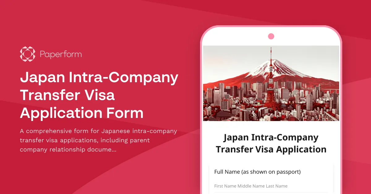 Japan Intra-Company Transfer Visa Application Form