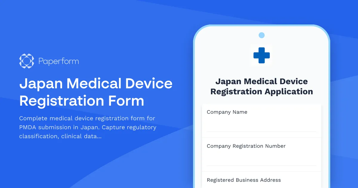 Japan Medical Device Registration Form