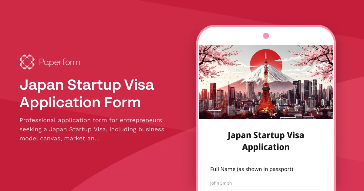 Japan Startup Visa Application Form