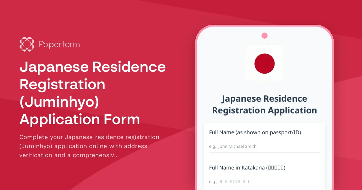 Japanese Residence Registration (Juminhyo) Application Form