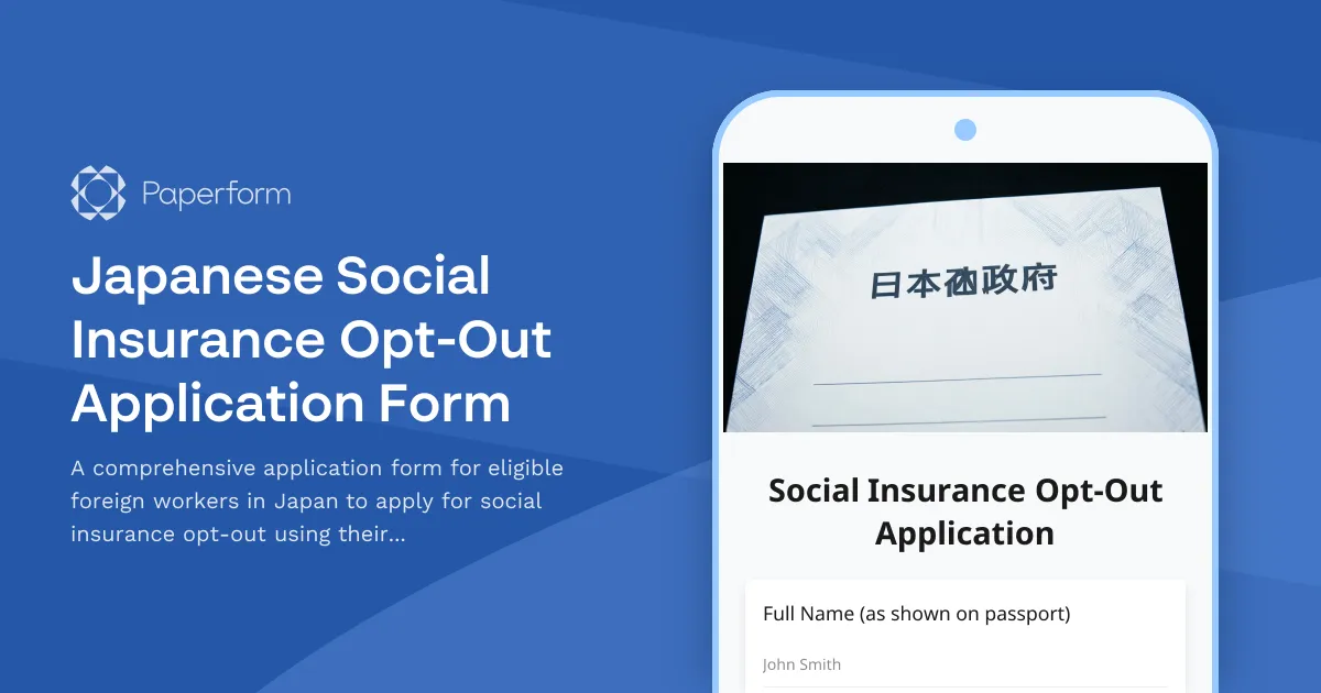 Japanese Social Insurance Opt-Out Application Form