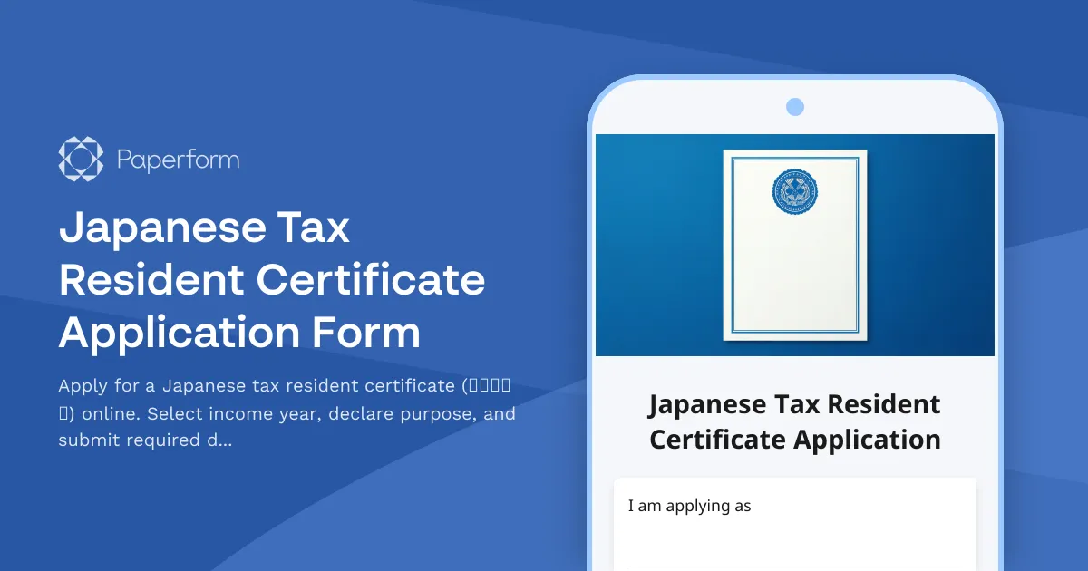Japanese Tax Resident Certificate Application Form