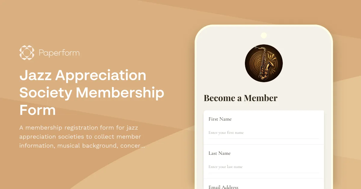 Jazz Appreciation Society Membership Form