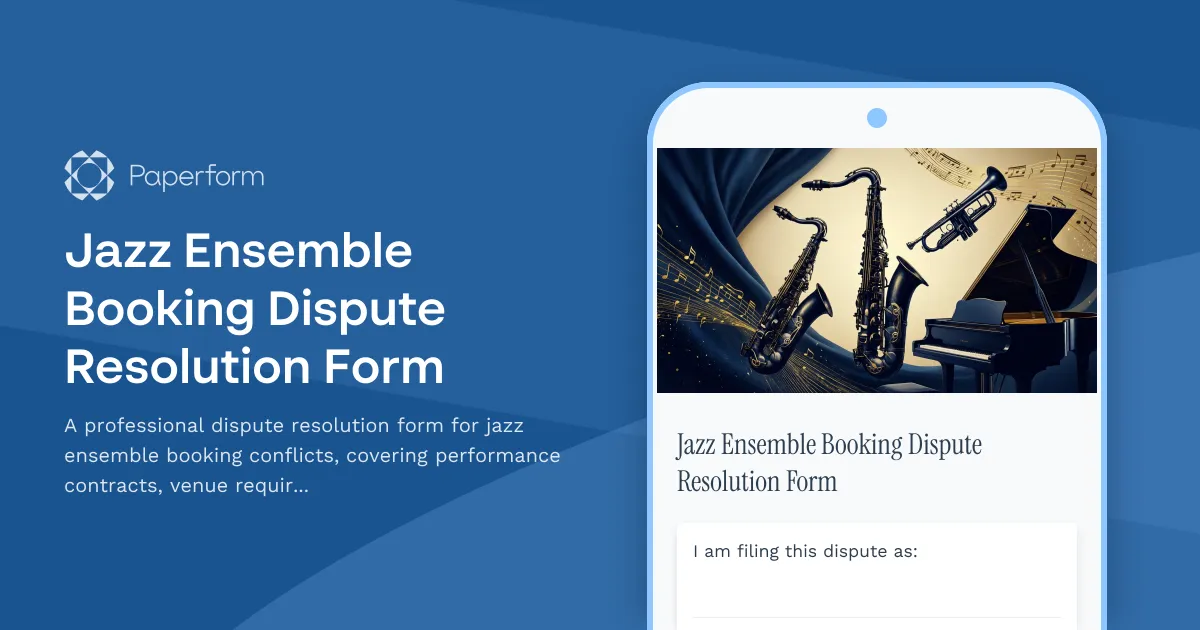 Jazz Ensemble Booking Dispute Resolution Form