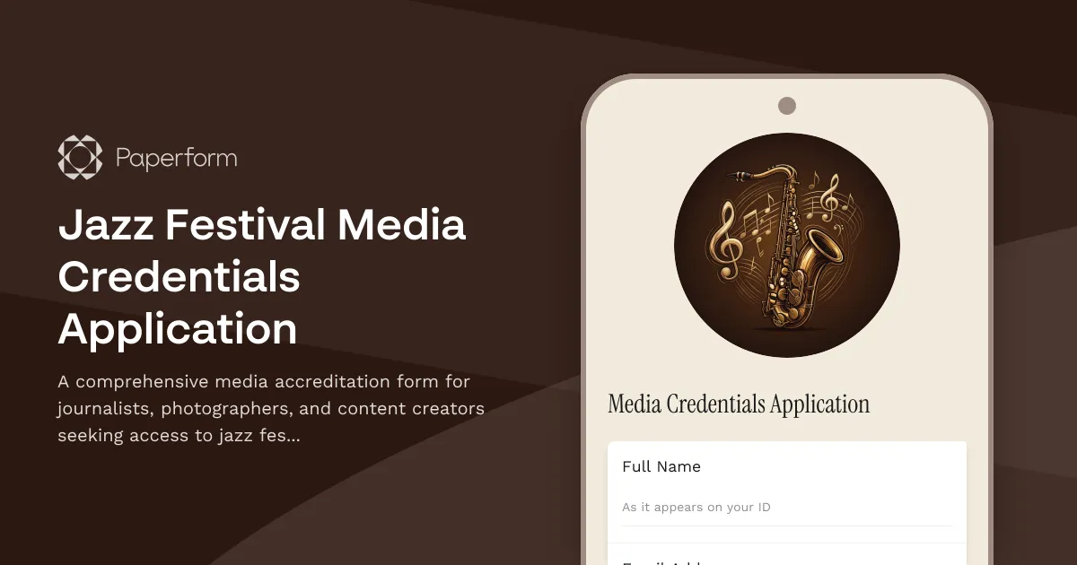 Jazz Festival Media Credentials Application