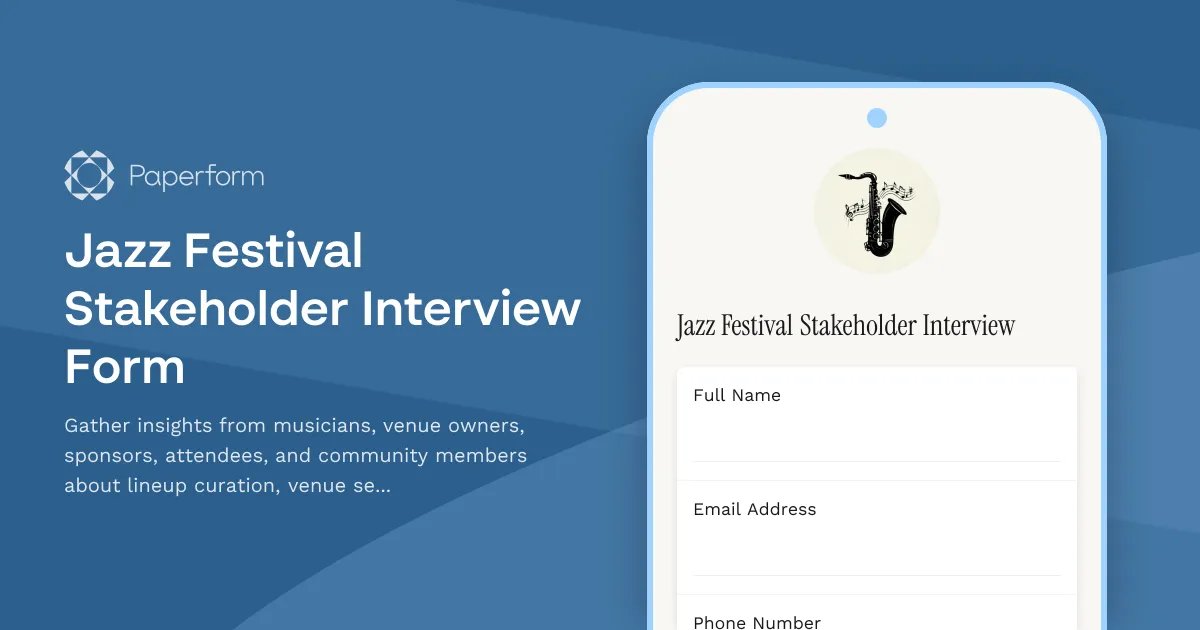 Jazz Festival Stakeholder Interview Form