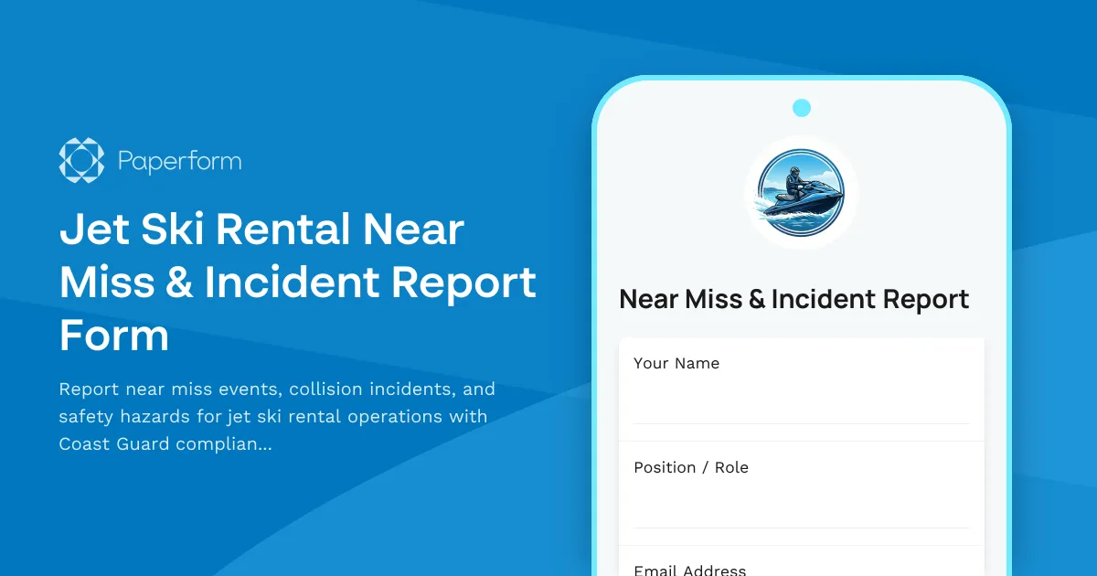 Jet Ski Rental Near Miss & Incident Report Form
