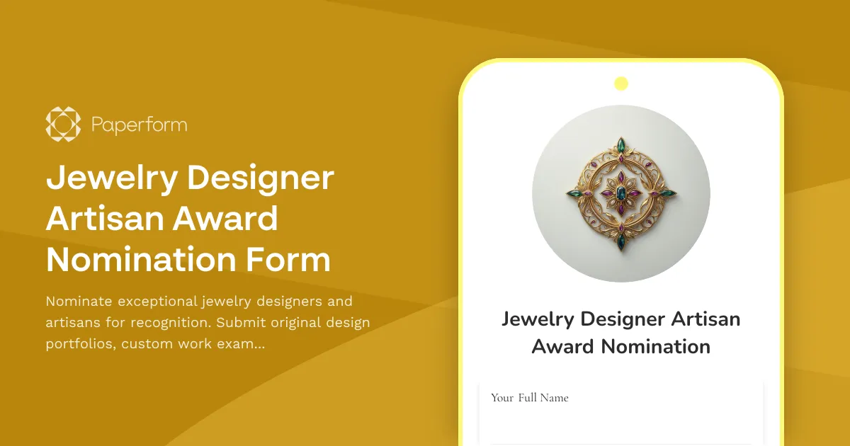 Jewelry Designer Artisan Award Nomination Form