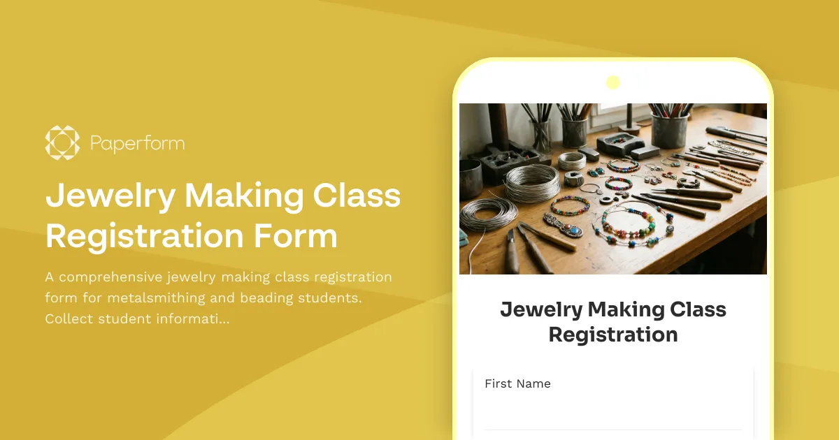 Jewelry Making Class Registration Form