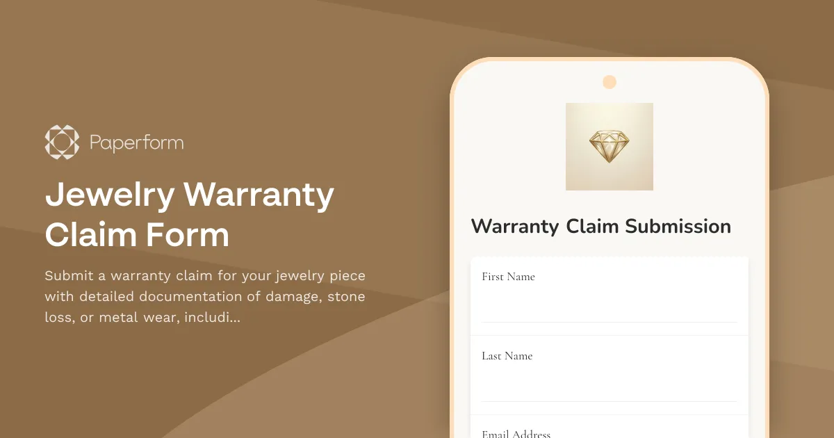 Jewelry Warranty Claim Form