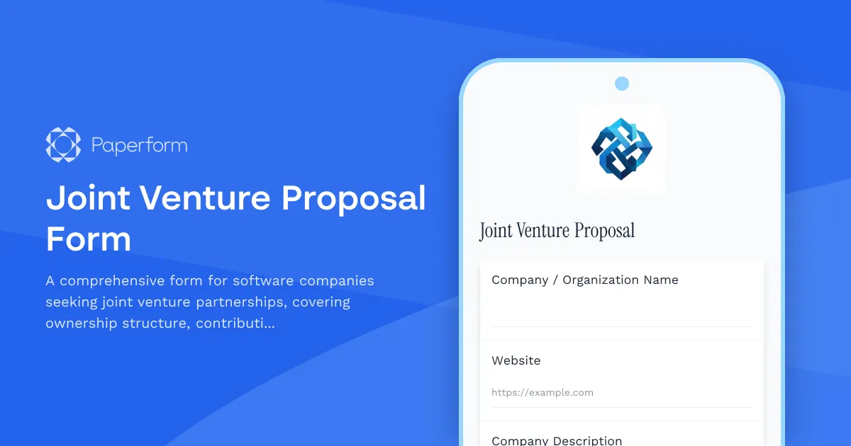 Joint Venture Proposal Form
