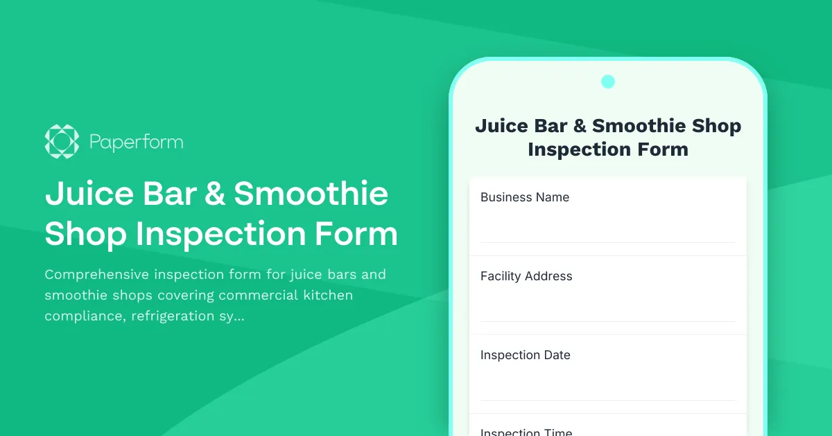 Juice Bar & Smoothie Shop Inspection Form