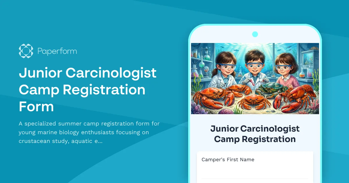 Junior Carcinologist Camp Registration Form