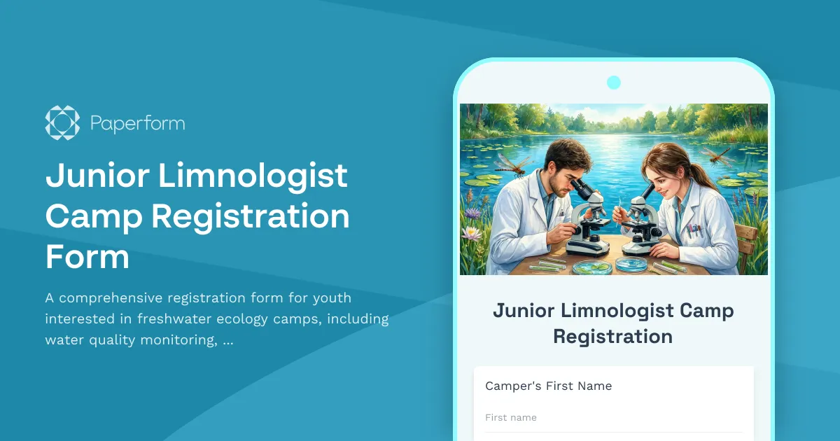 Junior Limnologist Camp Registration Form