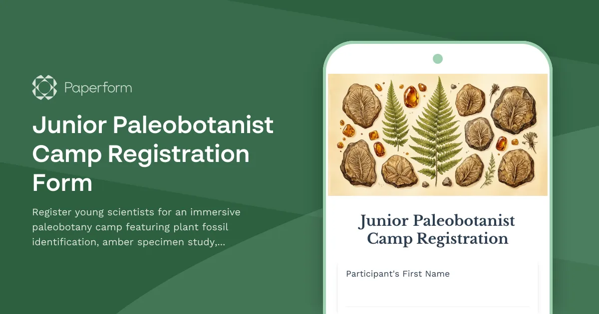 Junior Paleobotanist Camp Registration Form