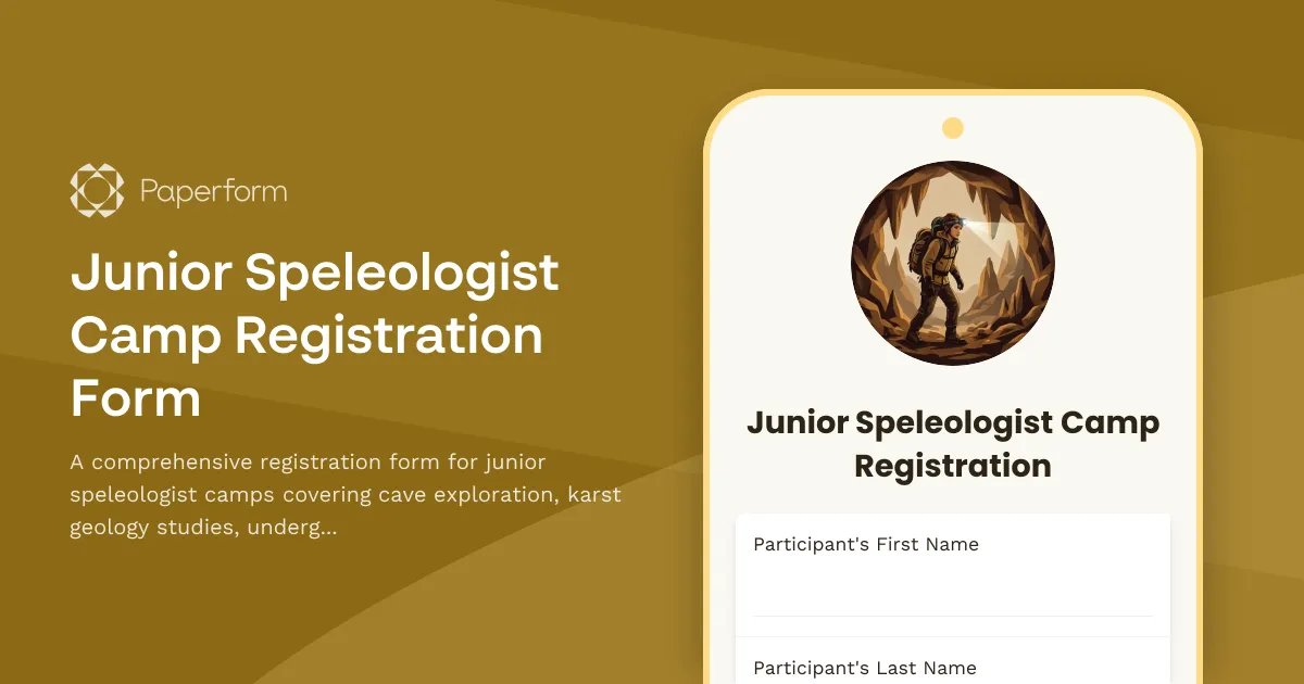 Junior Speleologist Camp Registration Form