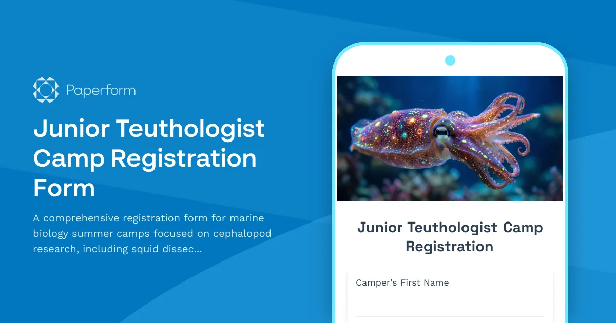 Junior Teuthologist Camp Registration Form